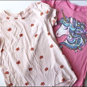 3/$10 Girls Bundle Tees Pretzel Unicorn TShirt